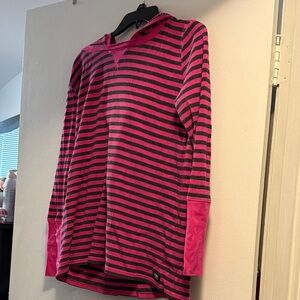 Pink and Gray Striped Women’s Hoodie